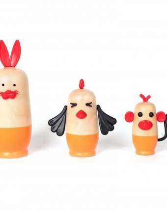 Kipod Toys Деревянный набор Выдумай свою матрешку Забавные животные