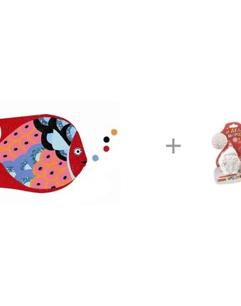 Djeco цветного песка Радужные рыбки и комплект для творчества Шапка Деда Мороза Bondibon