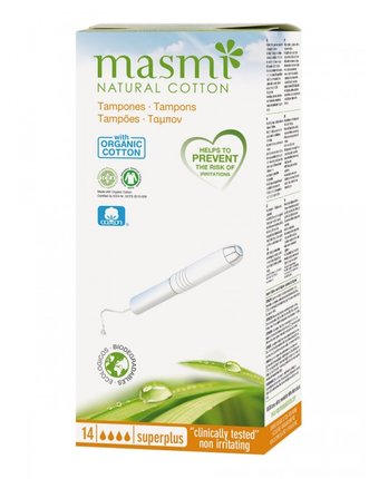 Masmi Гигиенические тампоны Super Plus из органического хлопка с аппликатором 14 шт.