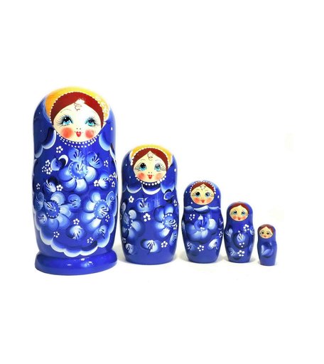 Матрешка Taowa Пятерка Красавица в голубом большая