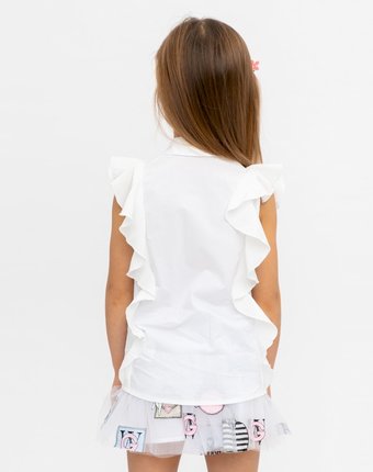 Миниатюра фотографии Белая блузка с коротким рукавом gulliver