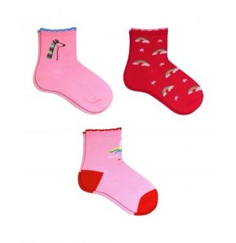 Носки детские, 3 пары, розовый, красный