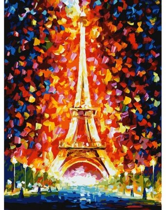 Роспись по холсту Белоснежка Париж - огни Эйфелевой башни 30*40см. Картина по номерам