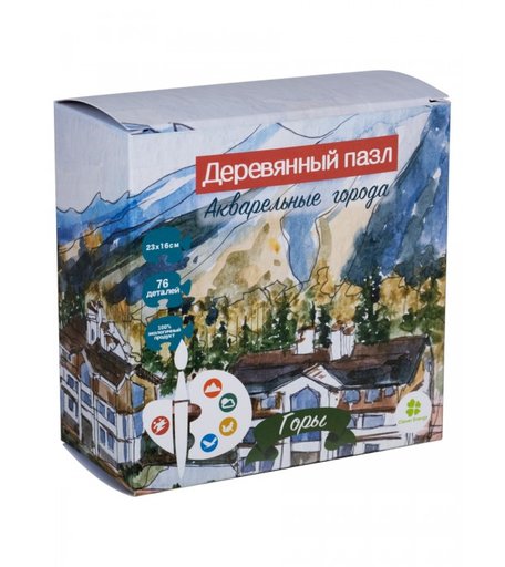 Деревянная игрушка Clever Energy пазл Акварельные города Горы