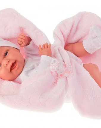 Миниатюра фотографии Munecas antonio juan  кукла-младенец фатима на розовом одеяльце 33 см