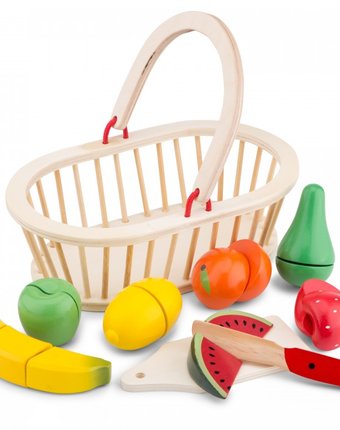 Деревянная игрушка New Cassic Toys Игровой набор Корзина с фруктами