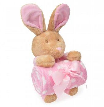 Миниатюра фотографии Набор «игрушка мягконабивная "зайка" с пледом 90 х 75 см», розовый