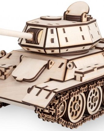 Миниатюра фотографии Конструктор eco wood art деревянный 3d ewa танк t-34