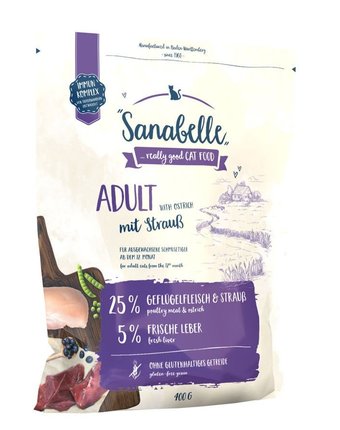 Сухой корм Sanabelle Adult для взрослых кошек со страусом, 400 г
