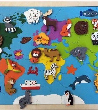 Деревянная игрушка Крона Мозаика-вкладыш Карта мира (82 детали)