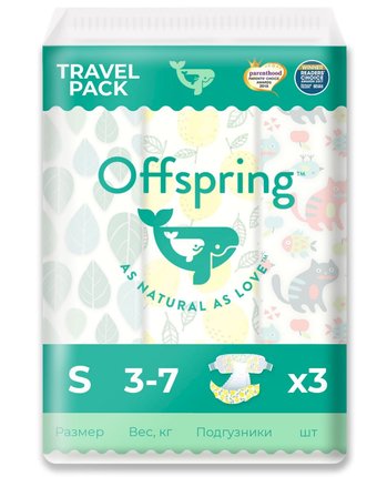 Подгузники Offspring Travel Pack (3-7 кг) шт.
