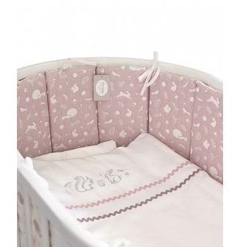 Бампер для детской кроватки Perina Toys "Форест", розовый, айвори