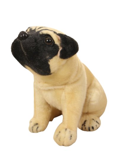 Мягкая игрушка Super01 собака Мопс 20 см цвет: бежевый