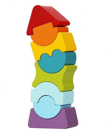 Миниатюра фотографии Деревянная игрушка cubika пирамидка-балансир ld-8 (8 деталей)