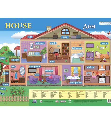 Плакат Издательство Учитель Английский язык. House. Дом. Формат А2