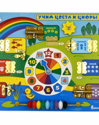 Деревянная игрушка Alatoys Бизиборд Учим цвета и цифры