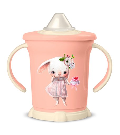 Поильник Пластишка с ручками и декором, для новорожденных