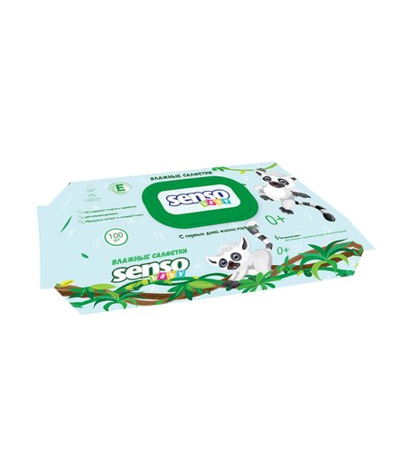 Влажные салфетки Senso Baby ЛЕМУР, с клапаном 120 шт