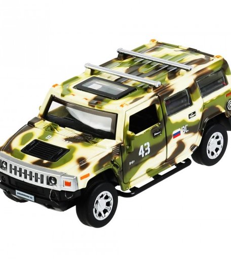 Технопарк Машина металлическая со светом и звуком Hummer H2 Камуфляж 12 см
