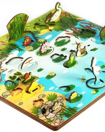 Миниатюра фотографии Деревянная игрушка нескучные игры доска 3d обитатели пруда