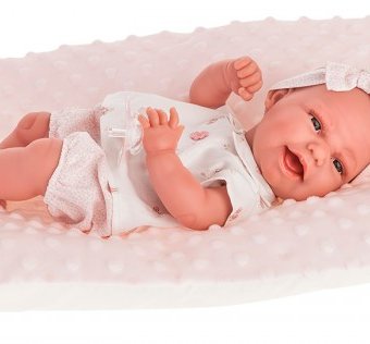 Munecas Antonio Juan  Кукла-младенец Глория на розовой подушке 33 см