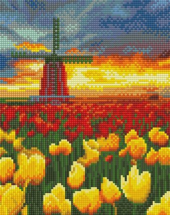 Миниатюра фотографии Molly картины мозаикой поля тюльпанов в нидерландах 30х30 см