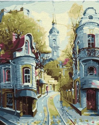 Molly Картина по номерам с цветной схемой на холсте Улочки Старой Москвы 40х30 см
