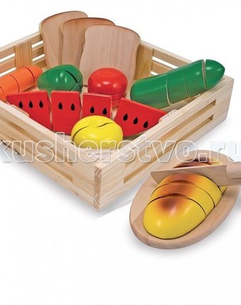 Миниатюра фотографии Деревянная игрушка melissa & doug готовь и играй набор порезанных продуктов