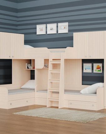 Подростковая кровать РВ-Мебель двухъярусная Трио 3 (дуб молочный)