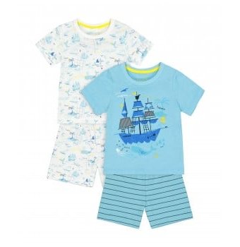 Пижамы "Корабль", 2 шт., белый, голубой