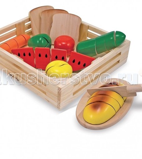 Деревянная игрушка Melissa & Doug Готовь и играй Набор порезанных продуктов