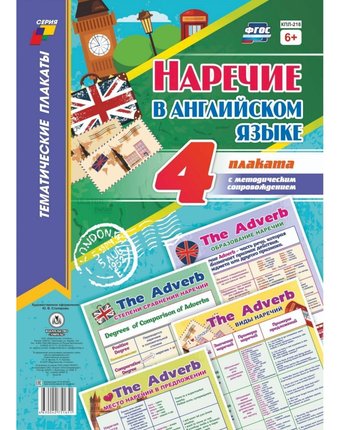 Набор плакатов Издательство Учитель Наречие в английском языке