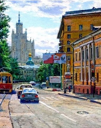 Миниатюра фотографии Котеин картина по номерам московская улица 30х30 см