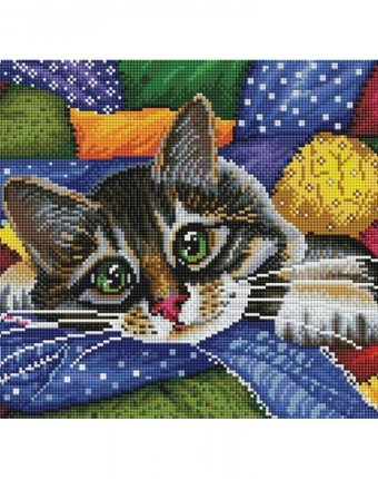 Миниатюра фотографии Белоснежка мозаичная картина котик в лоскутках 246-st-s