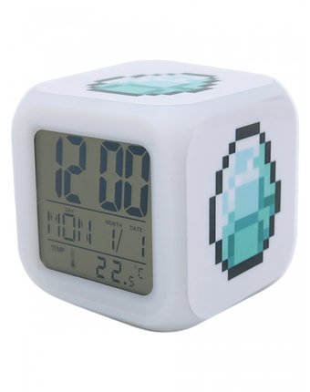 Часы Pixel Crew будильник Алмазная руда серия 2 пиксельные с подсветкой