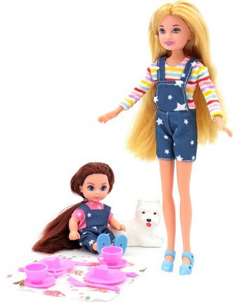 Funky Toys Кукла Мила 23 см с куклой Вики 12 см с собачкой и набором для пикника