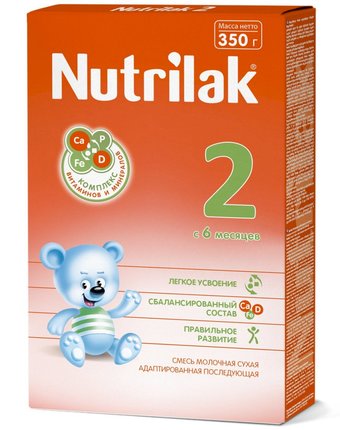 Молочная смесь Nutrilak 2 6-12 месяцев, 350 г
