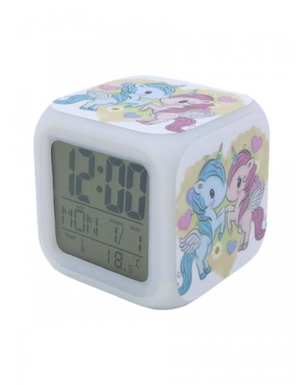 Миниатюра фотографии Часы mihi mihi будильник единорог с подсветкой №16