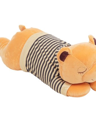 Миниатюра фотографии Мягкая игрушка игруша медведь в полосатой футболке 70 см цвет: бежевый