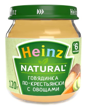 Пюре Heinz говядина по-крестянски с овощами, с 6 месяцев, 120 г