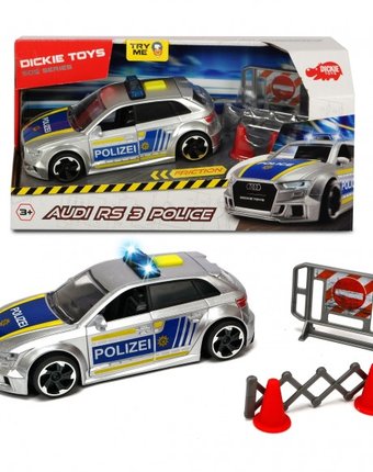 Dickie Полицейская машинка Audi RS3 фрикционная с аксессуарами 15 см