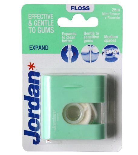 Зубная нить JORDAN Dental Floss Expand Fresh (Расширяющаяся) с фтором и мятным вкусом, 25m
