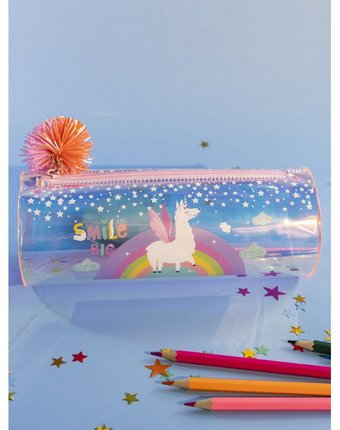 Миниатюра фотографии Mihi mihi пенал лама на радуге круглый с помпоном