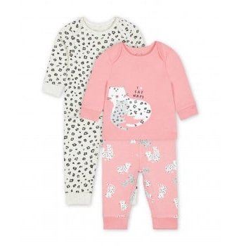 Пижамы "Маленькие леопардики", 2 шт., розовый, кремовый
