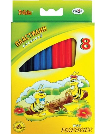 Миниатюра фотографии Пластилин восковой гамма пчелка восковой 8 цветов, 98