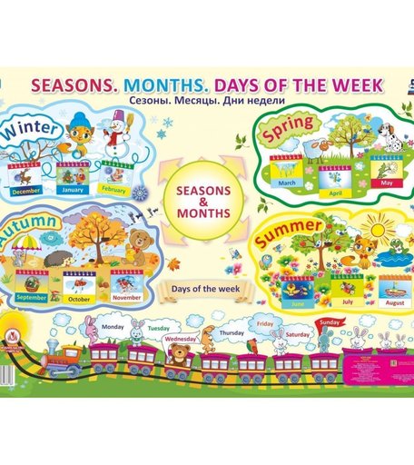 Плакат Издательство Учитель Английский язык. Сезоны. Месяцы. Дни недели. Формат А2