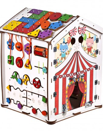 Миниатюра фотографии Деревянная игрушка evotoys бизиборд домик знайка цирк макси