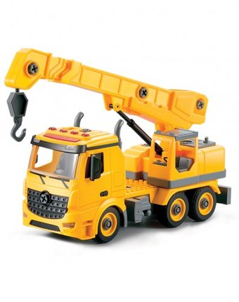 Миниатюра фотографии Funky toys грузовик-конструктор с подъемным краном, фрикционный, свет, звук, 1:12