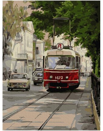 Molly Картина по номерам с цветной схемой на холсте Трамвай Аннушка 40х30 см
