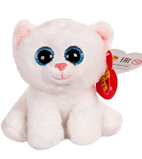 Мягкая игрушка Abtoys Котенок белый с голубыми глазками 15 см